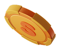 Floating coin behind badge